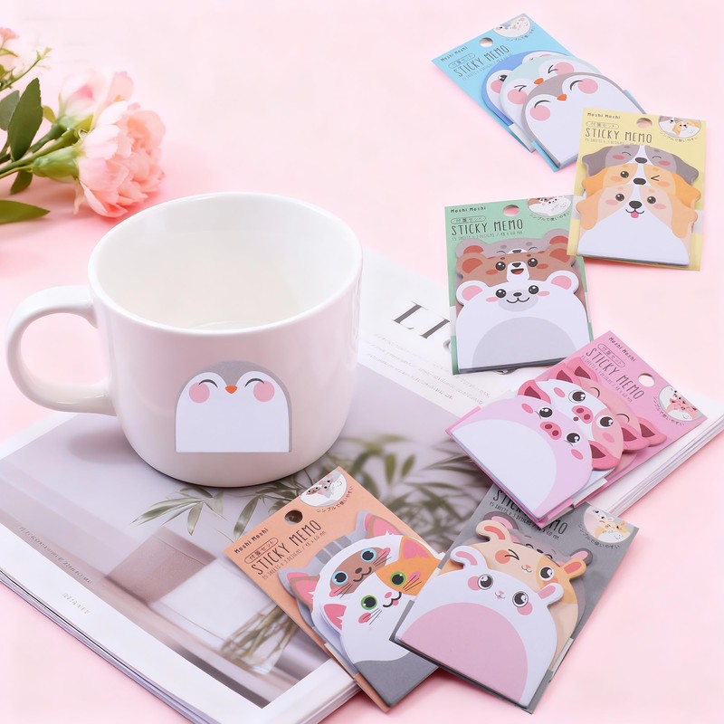 JIANTA Cute Sticky Notes, 6 Pack 270 Sheets Kawaii Cartoon
