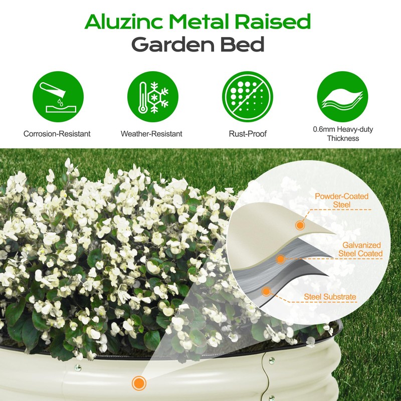 Aoodor 17" Tall 42" Metal Raised Garden Bed, Outdoor Planter