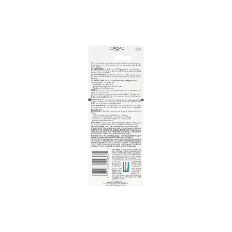 LOreal Paris Voluminous Butterfly Waterproof Mascara, 871 Blackest Black ,