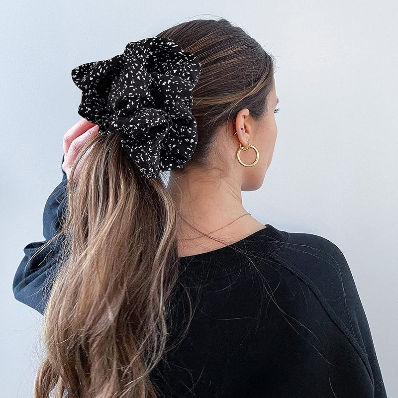6 PACK Hair Scrunchies, X-Large Scrunchies Soft Chiffon Oversized Scrunchies