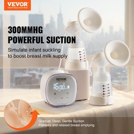 VEVOR Breast Pump Double Electric Breast Pumps 4 Mode & 16 Level 300mmHg Suction - Small Pump