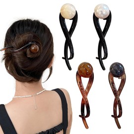 Guyode Pack of 4 French Hair Pin, Banana Hair Clip, Elegant Large Pearl Banana Clip, Twist Hair, French Hair Clip, Women Girls for Hair Clips, Accessories for Long Curly or Straight Hair