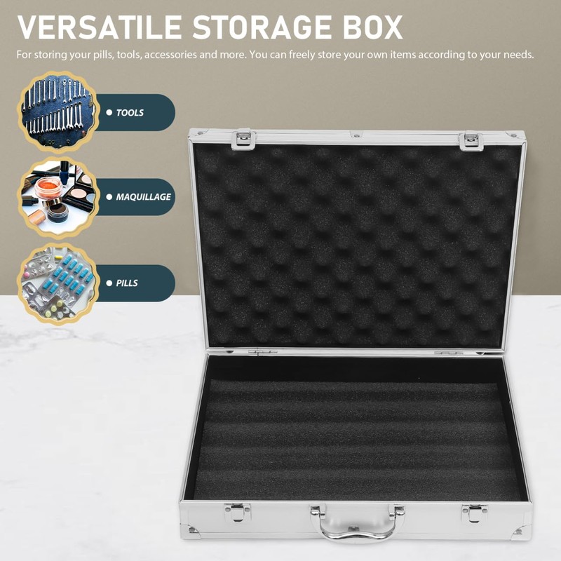 SUPVOX Aluminum Toolbox Lockable Storage Case for Tools Electronics and