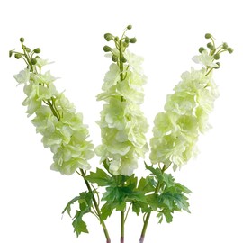 YalzoneMet 3Pcs Light Green Delphinium Artificial Flower Long Stem for Tall Vase 31.5'' Real Touch Fake Larkspur Latex Big Delphinium for Home Decor Floor Vase Flora Table Centerpiece