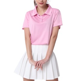 3-Pack Golf Polo Shirts for Women Moisture-Wicking Short-Sleeve Polos Tshirts Quick Dry Work Tops Sport Casual Activewear Black/Cyan/Pink XL