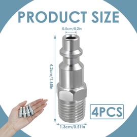 4 x Compressed Air Quick Couplings, 1/4 Inch NPT Male Thread, High Pressure Compressed Air Coupling for Compressor & Pneumatic Tools, Quick Connection for Air Systems