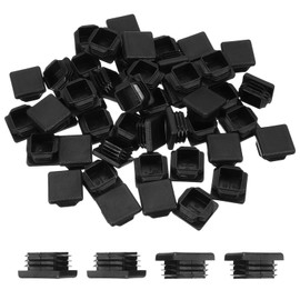 PATIKIL 1-3/16 Inch Plastic Tubing End Caps, 50 Pcs Square Hole Plug Insert for Round Iron Pipe Chair Leg Table Bookshelves Patio Furniture, Black