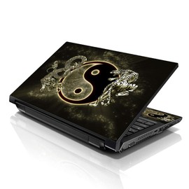 LSS 17 17.3 Inches Laptop Notebook Skin Sticker with 2 Wrist Pads - Reusable Cover Protector Vinyl Sticker Cover Decal Fits 17" - 19" HP Asus Acer - Ying Yang Dragon Tiger Pattern