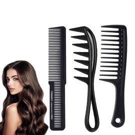 VONJUMA 3 Pieces Wide Tooth Comb Kit, Antistatic Coarse Teeth Professional Haircomb, Strong, Durable, Antistatic for Men and Women