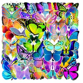 LJFEA Pack of 50 Butterfly Stickers for Car Colourful Butterfly Stickers Waterproof Vinyl Decorative Bicycle Stickers for Motorcycle Scooter Skateboard Laptop DIY Crafts Decoration