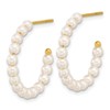 Diamond2Deal Stainless Steel Polished Yellow IP-plated White Pearl J-Hoop Earrings
