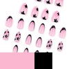 Black Star Press on Nails Medium Almond Fake Nails with
