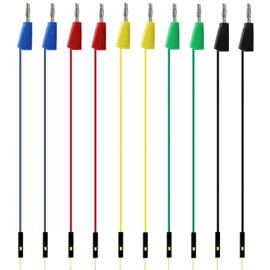 Testeronics 10 PCS Stackable Banana Plug to Jumper Wire | Binding Post to Solderless Breadboard Jumper Wire | 22 AWG Copper Core Soft Silicone Flexible Wire Test Leads for Electrical Testing