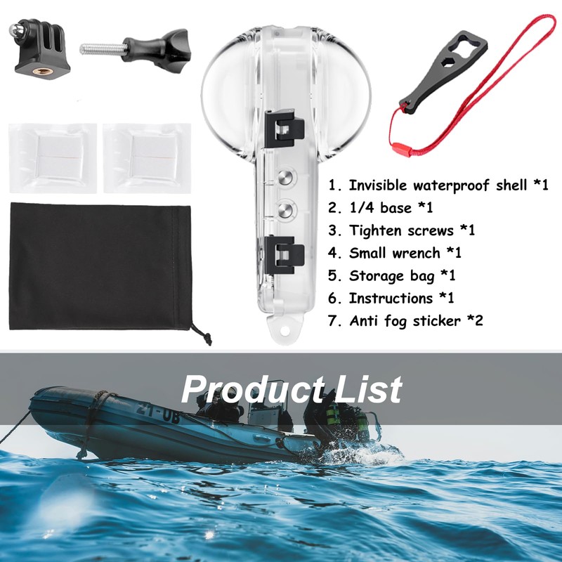 Birgipar Invisible Dive Case for Insta360 X4 - Transparent Acrylic