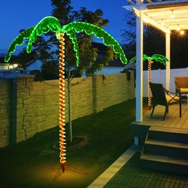 Costway 7 FT Tropical LED Rope Light Palm Tree Pre-Lit Artificial Tree Decor
