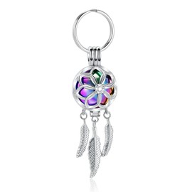 shajwo Cremation Jewelry Dream Catcher Urn Keychain for Ashes for Women Men Memorial Angel Wing Human Pet Ashes Pendant,Rainbow