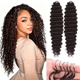 Deep Wave Feather Crochet Hair 18 Inch 4#， Miracle Knots Invisible Feathered (18 inch 4#)