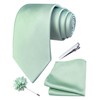 Branduce Mint Tie for Men Wedding Solid Satin Silk Blend