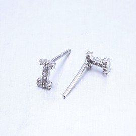 VIKI LYNN Women Girls 925 Sterling Silver Cubic Zirconia Letter I Stud Earrings Tiny Size