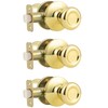 GOBEKOR 3 Pack Keyless Passage Door Knobs Closet Polished Brass
