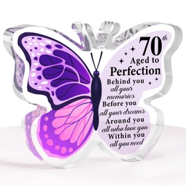 70th Birthday Gifts for Women, 1955 70th Birthday Gifts for Her-Acrylic Butterfly Plaque Happy Birthday Gifts, Wonderful 70th Birthday Present for Mum Wife Sister Best Friend