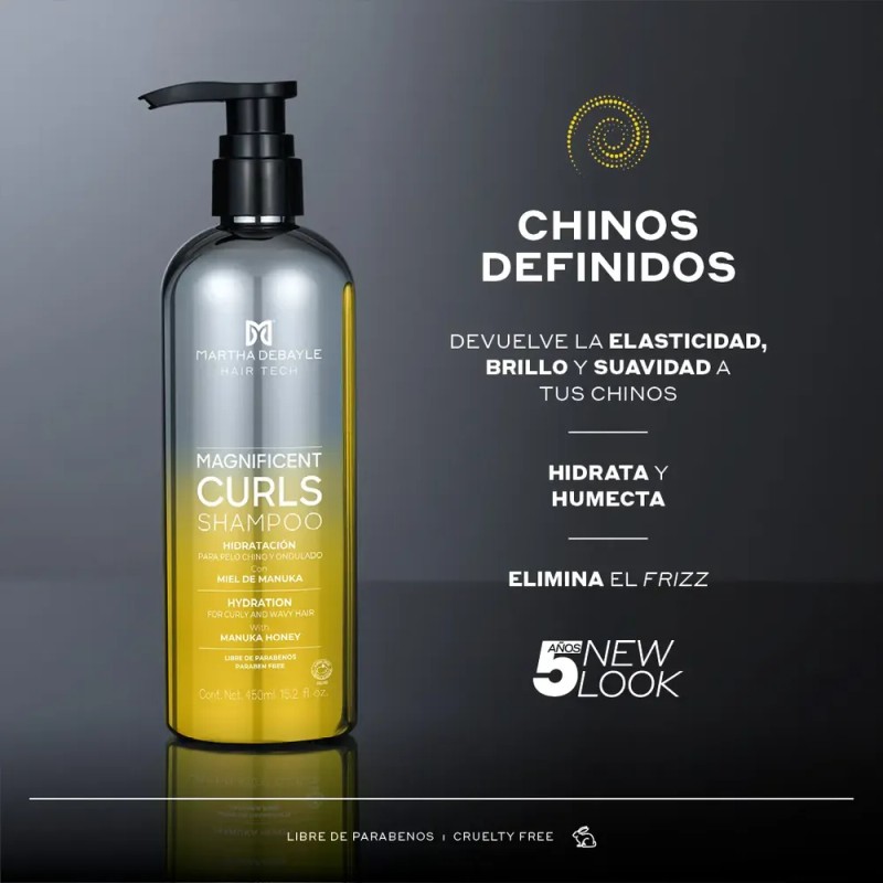 MARTHA DEBYALE HAIR TECH Magnificent Curls Shampoo. Chinos, con Miel