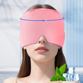 Migraine Relief Cap, Ice Cap for Migraines, Hot & Cold Therapy Hat, Cool Gel Head Wrap, Migraine Relief Products Device for Tension & Stress, Sinus, Puffy Eyes, Hangover and Stress Relief (Pink)