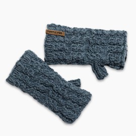 Turtle Fur Nepal Women's Mika Hand Knit Wool Fingerless Mittens, Denim