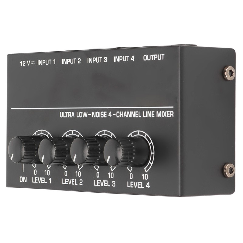 4 Channel Line Mixer Stereo Compact Low Noise Adjustable Volume