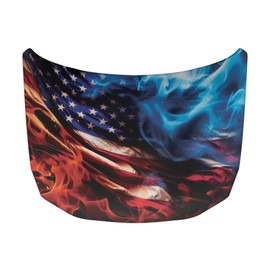 Qiyupavto Car Hood Cover Elastic Polyester Car Hood Cover Waterproof Automotive Accessories Suitable Most Automotive Sedans Trucks Pickup Sports Cars (American Flag Design)
