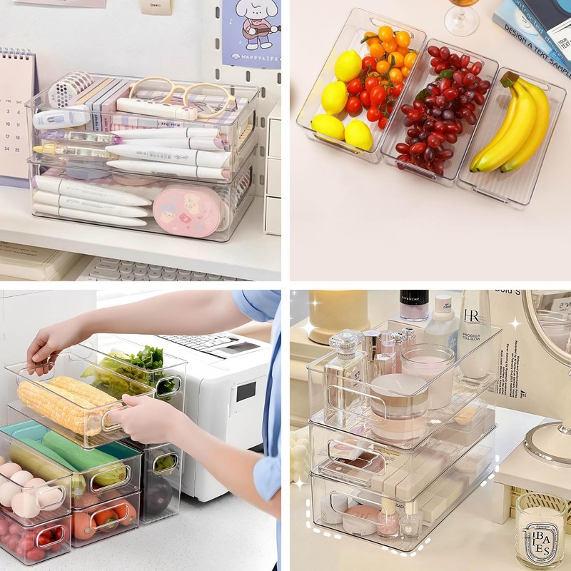 Refrigerator Organizer Bins 6 Pack Stackable Fridge Organizers with Handles