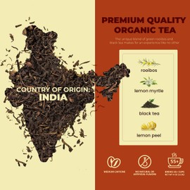 Gardenika Organic Green Rooibos Black Loose Leaf Tea with Lemon Peel and Lemon Myrtle – Kosher, No Natural or Artificial Flavors - 4 oz