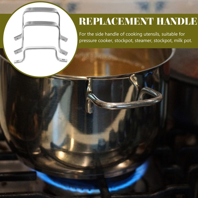Kichvoe 1 Set Stainless Steel Pot Handles Replacement Metal Pot