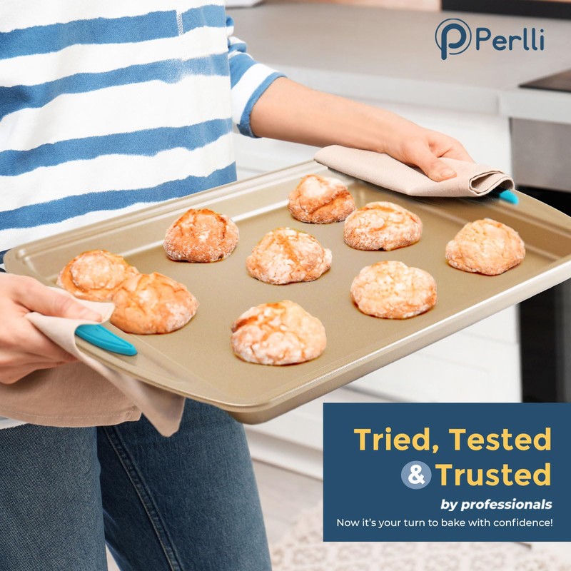Perlli Baking Kit: Nonstick Gold Steel Oven Set - 10