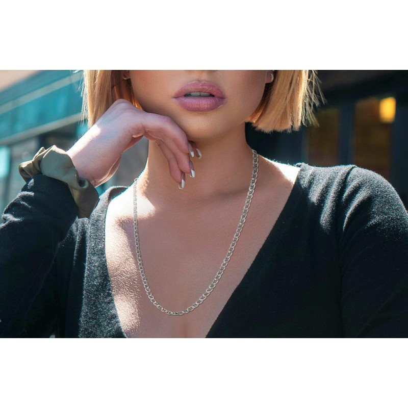 Savlano 925 Sterling Silver 4.5mm Italian Solid Flat Mariner Link