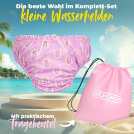 KIDVERSE Swimming Nappy Baby Swimming Trunks from 2 Years - Skin-Friendly Swim Nappies Reusable & Absorbent - Swim Nappy Baby Swimming Trunks Including Carry Bag