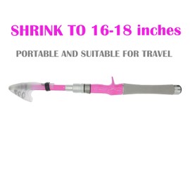 Portable Telescoping Fishing Rod 5.9/7.8FT- Ultralight Fishing Rod-Girls Fishing Pole for Travel Saltwater Freshwater (Pink 7.8FT)