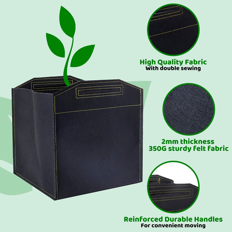 Growerz GrowPotz 25 Litre Square Grow Bags (Pack of 5)