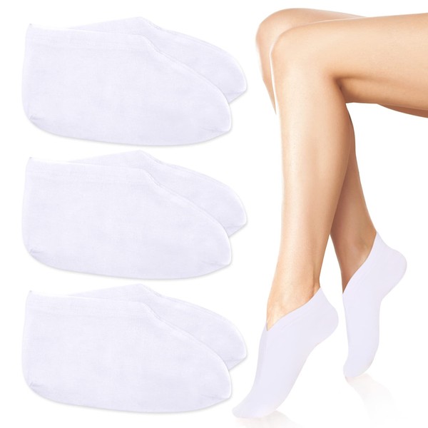 3 Pairs Moisturizing Socks Set, Foot Spa Socks Cotton Moisture Enhancing Socks Cosmetic Socks for Dry Feet, Hard Cracked Heels, Calluses, Cuticles, Rough Skin, White, 8.26 in