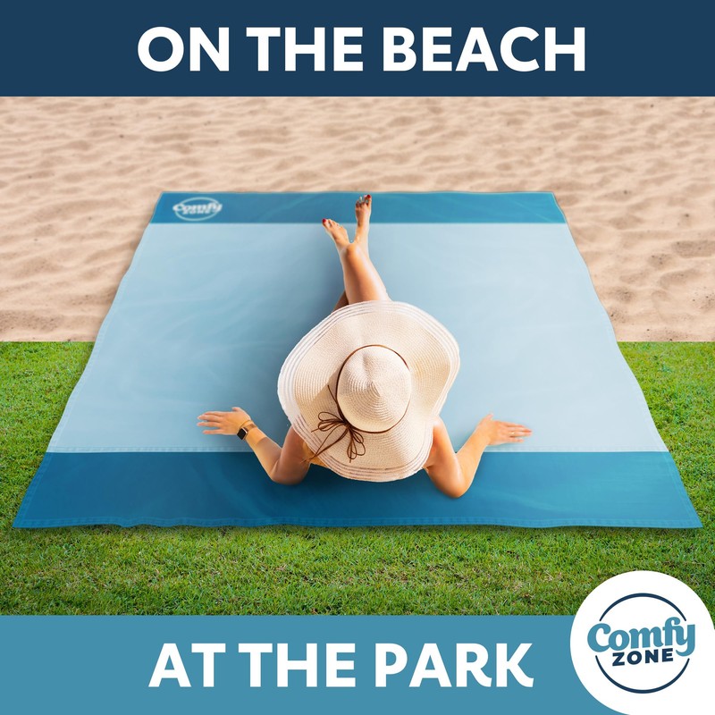 Comfy Zone Beach Blanket Extra Large Sandproof Mat with 4