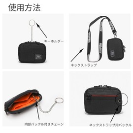 JEMINAL Wallet Student Wallet Sports Street Style Coin Purse Card Bag Boy Girl Adult Mini Wallet Necklace Small Wallet, Black