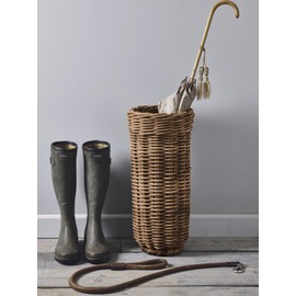PFLife: Wicker Umbrella Stand Indoor, Umbrella Holder for Entryway, Natural & Handmade Rattan Umbrella Stand for Storing Umbrellas, Walking Sticks & Walking Canes, Drip Tray, Mudroom