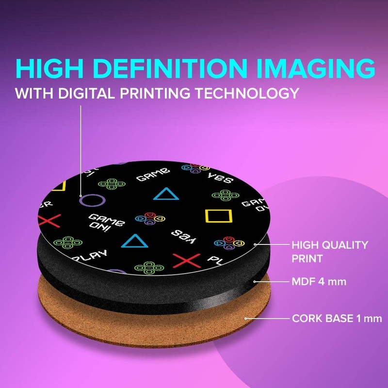 1 x Round Jumbo Size Coaster 12cm Game Gamer Computer