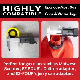 EZ-POUR Solid Base Replacement Gas Can Cap - Yellow Coarse Thread Cap to Prevent Fuel