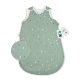 Ehrenkind® Baby Sleeping Bag Round 2.5 TOG Organic Cotton All-Year Sleeping Bag Baby Size 62/68 Colour Jade Drops Oeko-Tex Sleeping Bag Winter and Summer Sleeping Bag Children