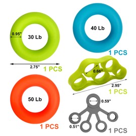 YSDYY Finger Wrist Strengthener Set, 3 Hand Grip Strengtheners and 2 Finger Resistance Bands for Exercise Stress Relief, Muscle Training, Sports, Rock Climbing, Fitness