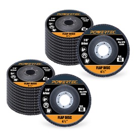 POWERTEC 11104 4-1/2" Zirconia Flap Discs - 20-Pack Assorted Grits (40/60) for Angle Grinder, Compatible with DeWalt DCG413B, DWE402, DCG405B, DWE4011 - Ideal for Sanding and Grinding Metal