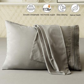 SONORO KATE Luxury Pillowcase Set Brushed Microfiber 1800 Bedding - Wrinkle, Fade, Stain Resistant - Hypoallergenic (Grey, 2 Pillowcases Standard)