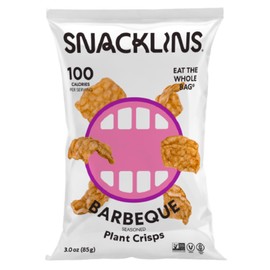 SNACKLINS Plant Based Crisps - Vegan Healthy Snacks - Gluten Free, Grain Free, Plant Based Crisps, 100% Kosher For Passover, Low Calorie - No Added Sugar, Crunchy, Puffed Snack - Barbeque - 3oz Bag (Single Bag, Barbeque)