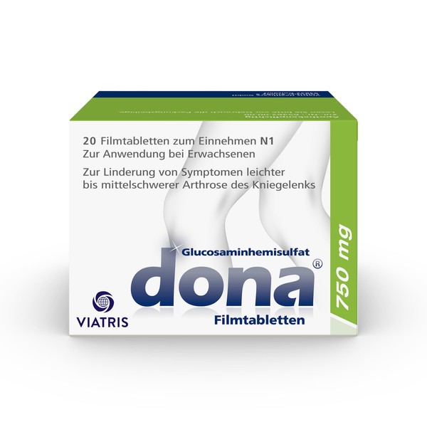 Dona 750 mg: Relieves symptoms of mild to moderate knee osteoarthritis, effective knee medicine for osteoarthritis, high dose glucosamine, 20 tablets